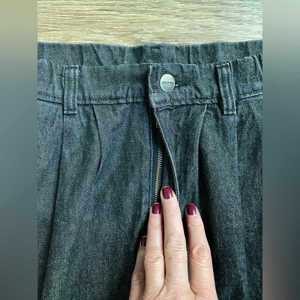 Lands' End Charcoal Grey Denim Midi A-Line Skirt Size S-Medium - Picture 3 of 10